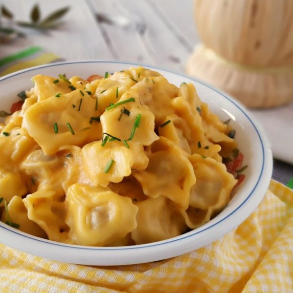 Tortelli all'olio con crema di zucca